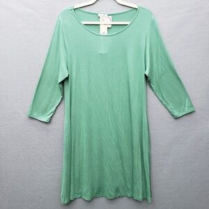 Yelete 3/4 Sleeve Tee Shirt Dress Solid Sage Green Comfortable Casual Basic XL